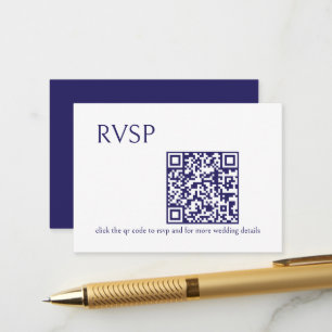 Navy QR Code Wedding RSVP Enclosure Card