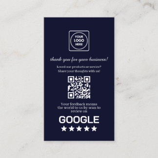 Navy QR | Google Reviews Custom Thank You Link Business Card