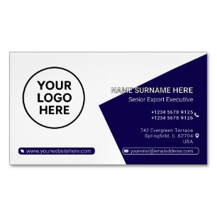 Navy QR Professional Corporate Modern Magnetic Business Card