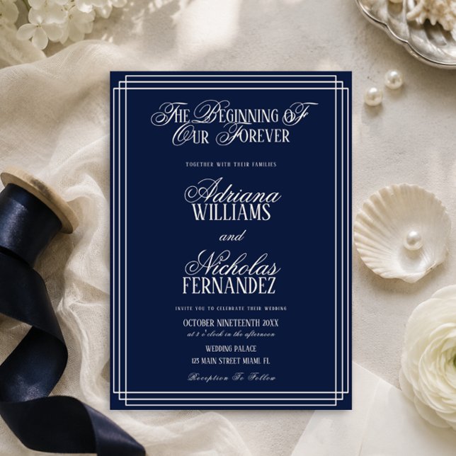 Navy Quiet Luxury Wedding Invitation (Creator Uploaded)