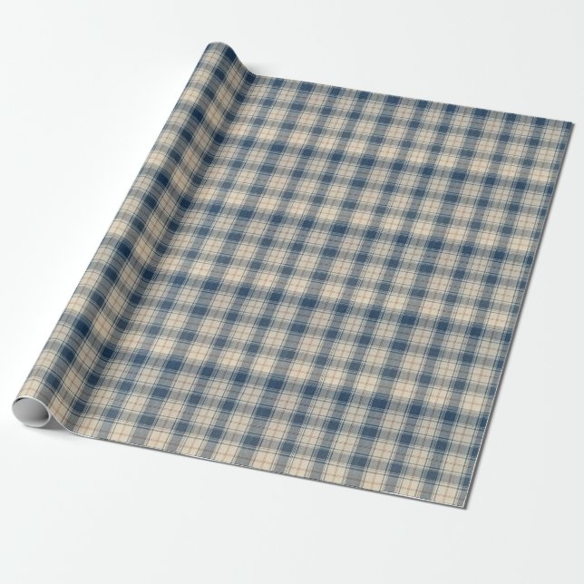 Navy Railway Stripe Wrapping Paper (Unrolled)
