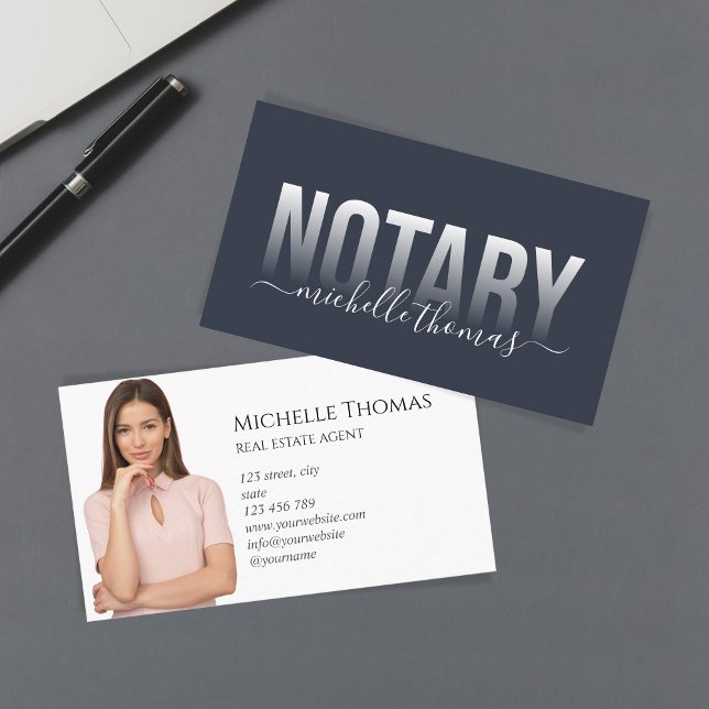 Navy Realtor Real Estate Professional Photo Business Card (Creator Uploaded)