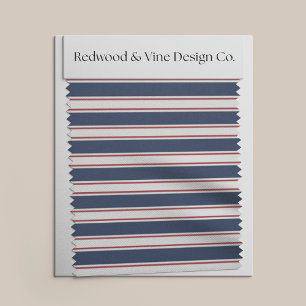 Navy, Red and Cream Summer Stripe Fabric