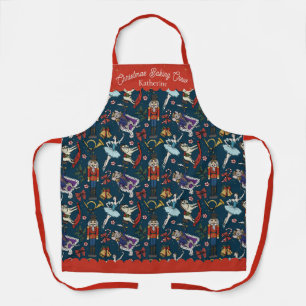 Navy & Red Christmas Baking Crew Nutcracker Ballet Apron