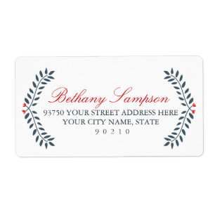 Navy & Red Floral Address Labels