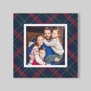 Navy Red Green Tartan Plaid Christmas Photo Canvas Print