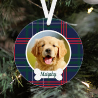 Navy Red Green Tartan Plaid Custom Dog Photo