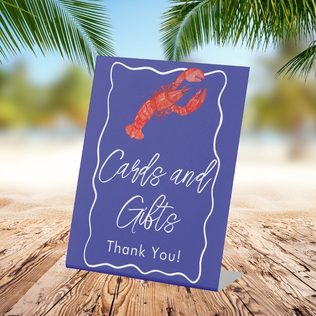 Navy Red Lobster Seafood Beach Cards & Gifts Sign (Creator Uploaded)