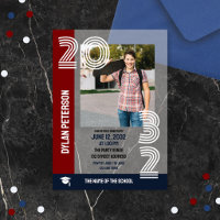 Navy Red Multiline Font Photos Graduation Party