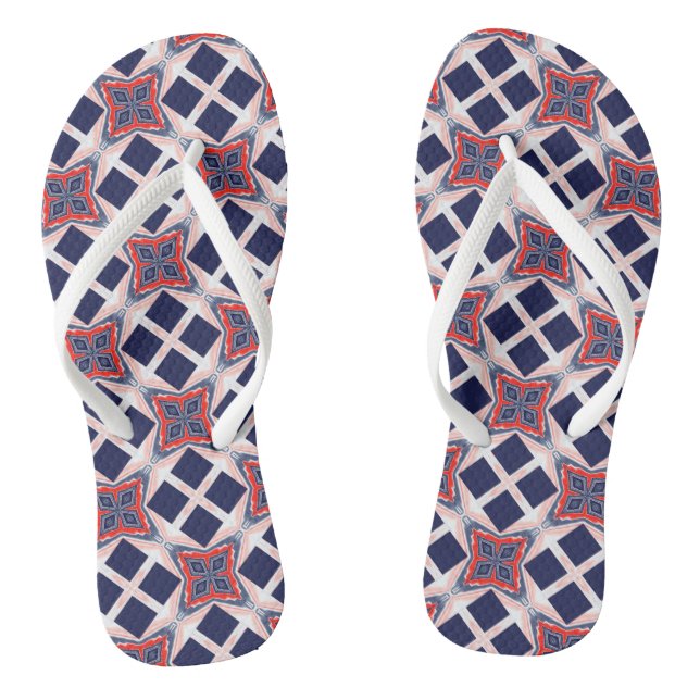 Navy Red White Kaleidoscope  Jandals (Footbed)