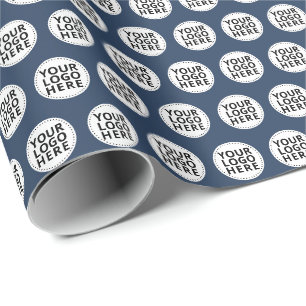 Navy Repeating Business Logo Wrapping Paper