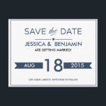 Navy Ribbon Save the Date Postcard<br><div class="desc">Navy Ribbon Save the Date Postcard</div>
