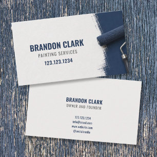 Navy Roller Corner Accent Painting Service Business Card
