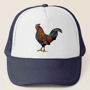 Navy Rooster Trucker Hat
