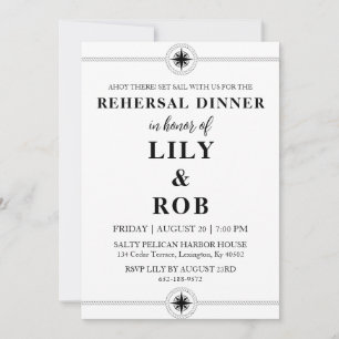navy rope nautical rehearsal dinner invitations