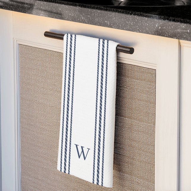 Navy | Rope Stripe Monogram Tea Towel (Creator Uploaded)