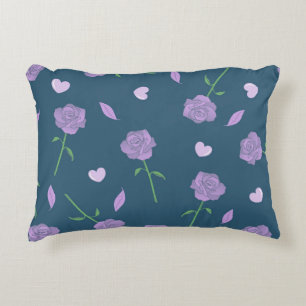 Navy Rose Floral Bohemian Botanical Pattern Decorative Cushion