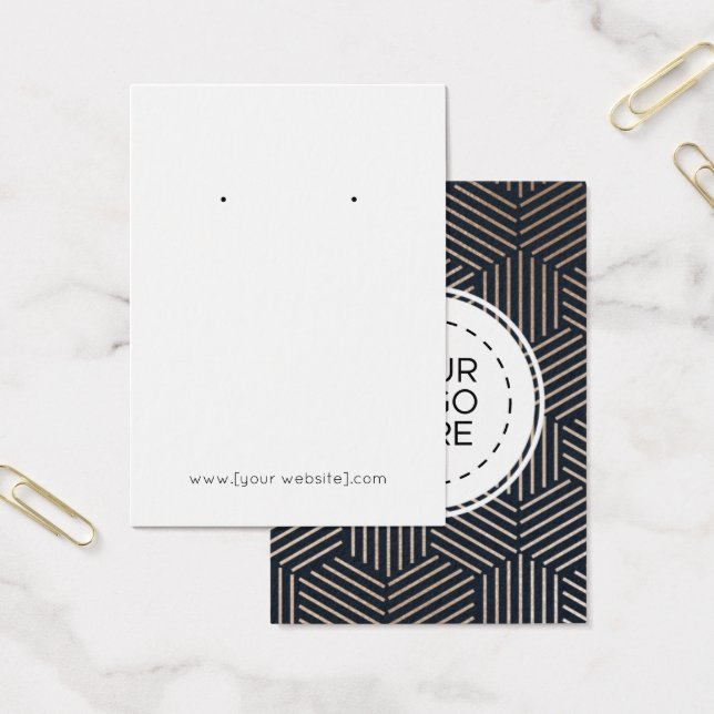 Navy Rose Gold Geometric Earring Display Card (Office)
