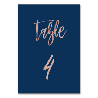 Navy & Rose Gold Glam Chic Wedding Table Number 4