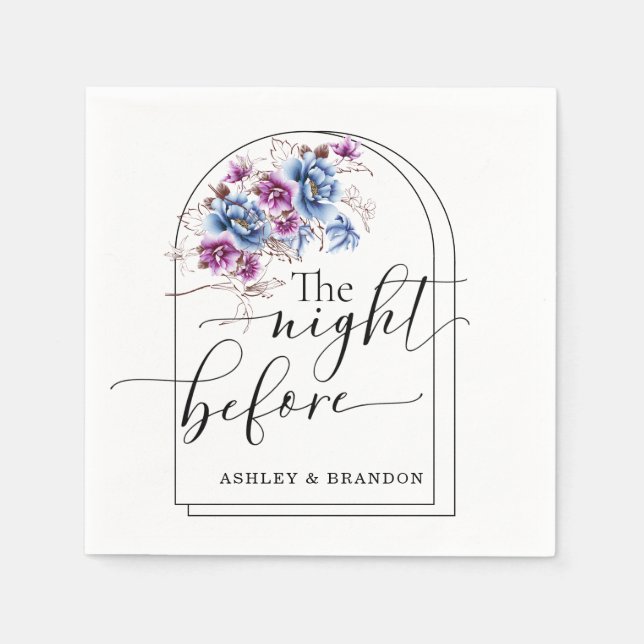 Navy Rose Minimal Script The Night Before Napkin (Front)