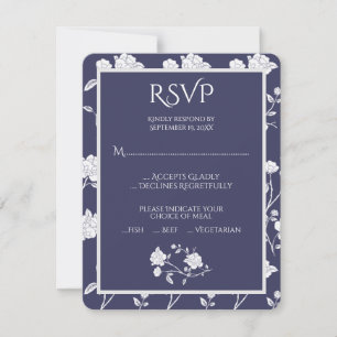 Navy Rose Wedding RSVP Card