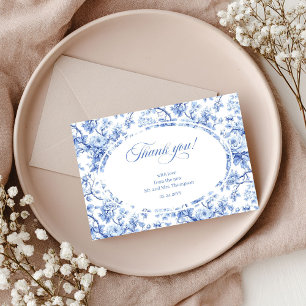 Navy Roses Classic Wedding Thank You Card