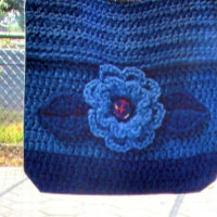 Navy Royal Blue Flower Artisan Crochet Print