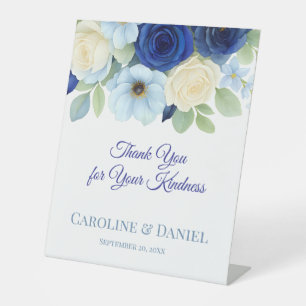 Navy Royal Bue Ivory Anemona Wedding Gift Cards Pedestal Sign
