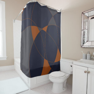 Navy & rust abstract III Shower Curtain