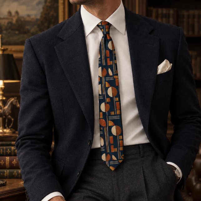Navy Rust Bauhaus Geometric Tie (Creator Uploaded)