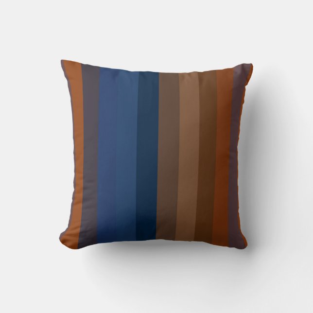 Navy & Rust Vertical Stripes Cushion (Front)