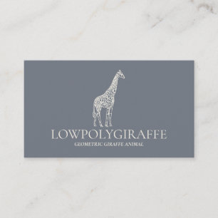 Navy Sage Cream Animal Lowpoly Giraffe Business Card