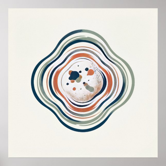 Navy Sage Terracotta Organic Contour Abstract Art Poster (Front)
