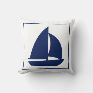 Navy Sailboat Cushion