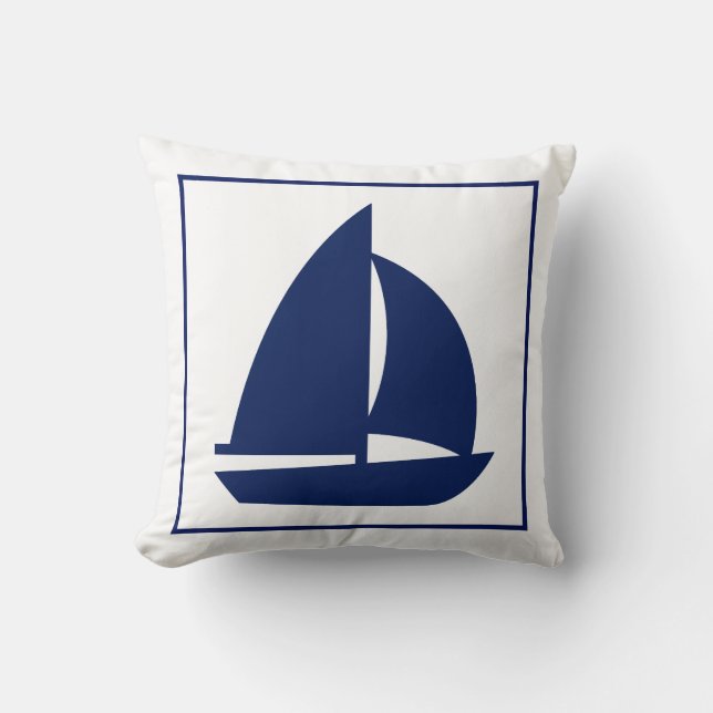 Navy Sailboat Cushion (Front)