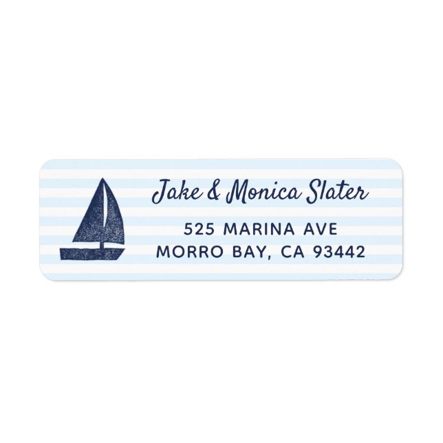 Navy Sailboat Nautical Return Address (Front)