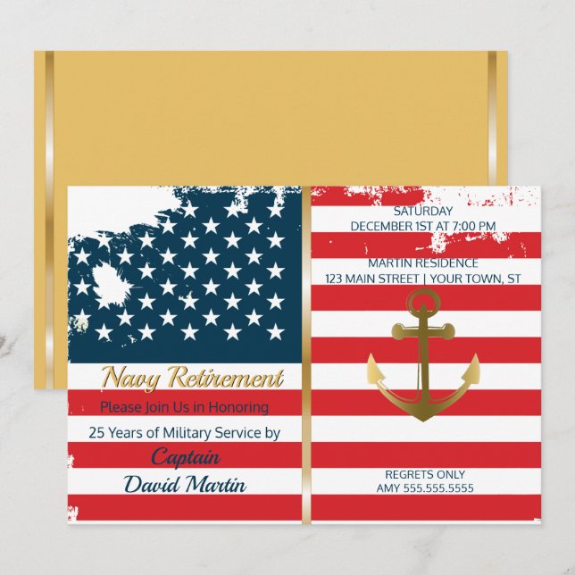 Navy Sailor Military Retirement Party Invitation (Front/Back)