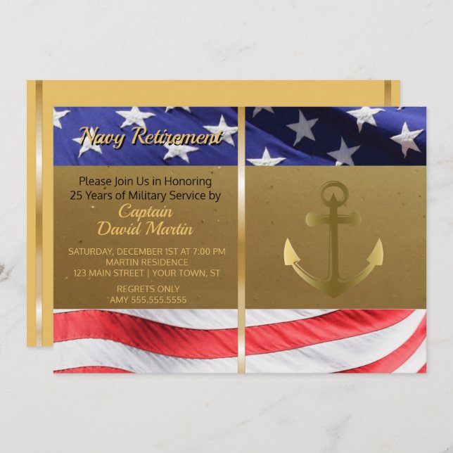 Navy Sailor Military Retirement Party Invitation (Front/Back)