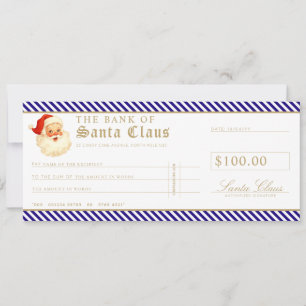 Navy Santa Cheque Gift Voucher Card