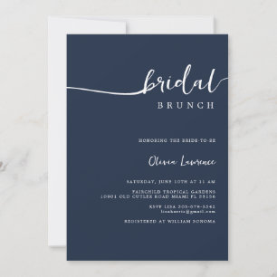 Navy Script Bridal Brunch Invitation