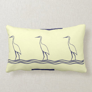 navy sea bird heron off white  PILLOW coastal