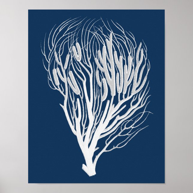 Navy Sea Coral #7 Beach Decor Wall Art (Front)