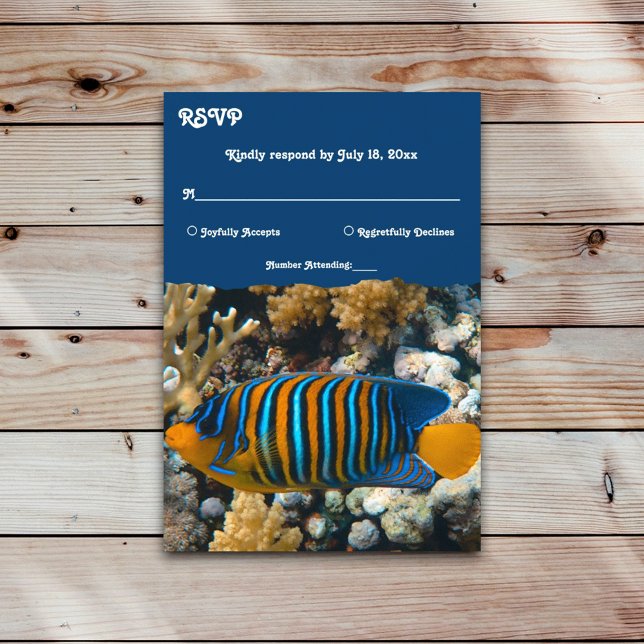 Navy Sea Fish Reefs Nautical Coastal Beach Wedding RSVP Card (Creator Uploaded)