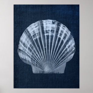 Navy Seashell Beach Decor Print no. 2