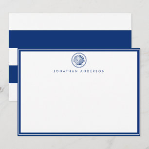 Navy Seashell Flat Correspondence Card