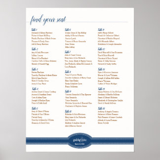Navy Seating Chart, Caroline Wedding Collection Poster