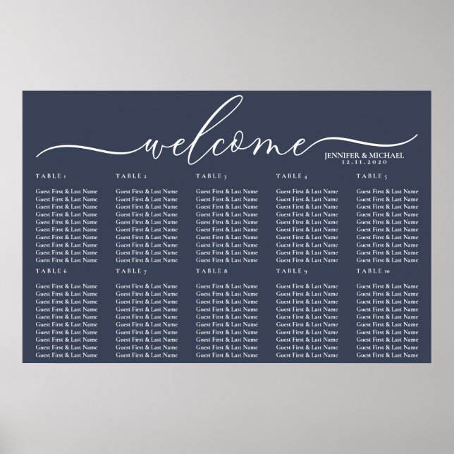 Navy Signature Celebration Welcome Seating Table Poster (Front)
