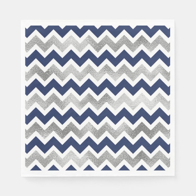 Navy Silver Baby Shower Decor Napkin (Front)