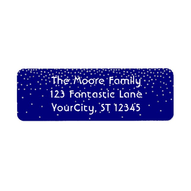 Navy & Silver Confetti w/ Your Name and Address (Front)