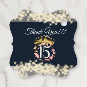 Navy Silver Elegant Quinceanera Celebration Favour Tags